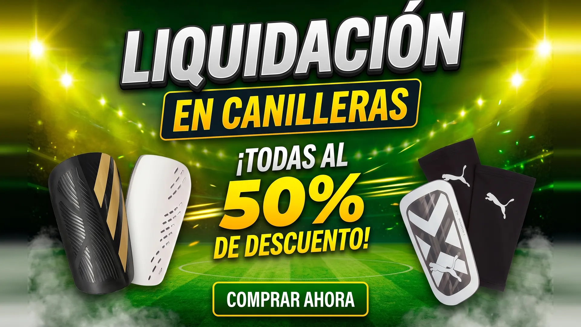Liquidación en canilleras: todas al 50%